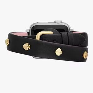 Kate Spade Black Double-wrap Leather 38/40mm Band For Apple Watch